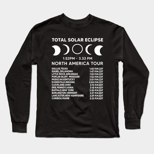 2024 total solar eclipse April 8th Path Of The Eclipse North America Tour State Totality Long Sleeve T-Shirt by Emma Creation